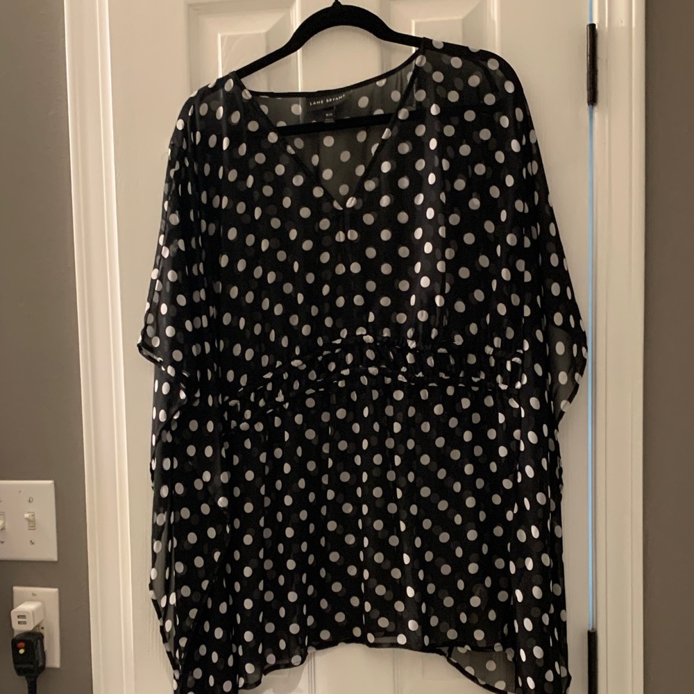 Lane Bryant Black and White Polka Dot Blouse